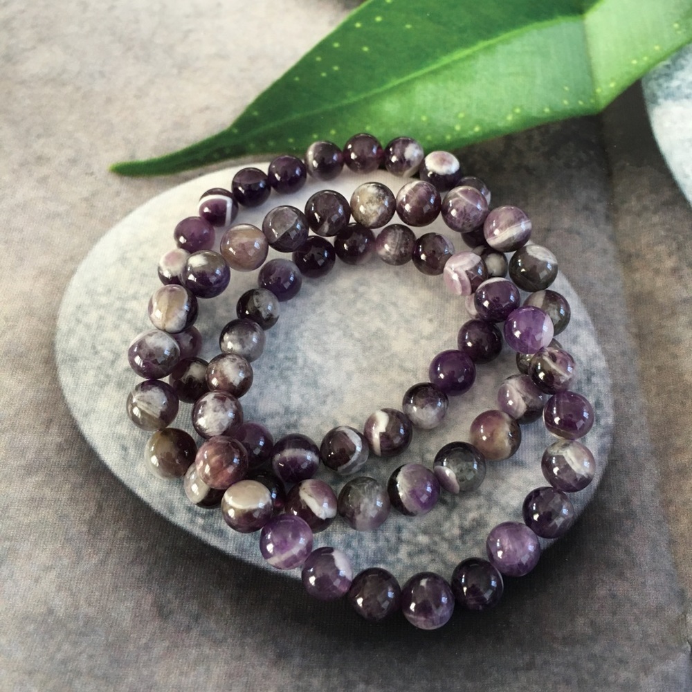 Chevron Amethyst Stretchy Bracelet.